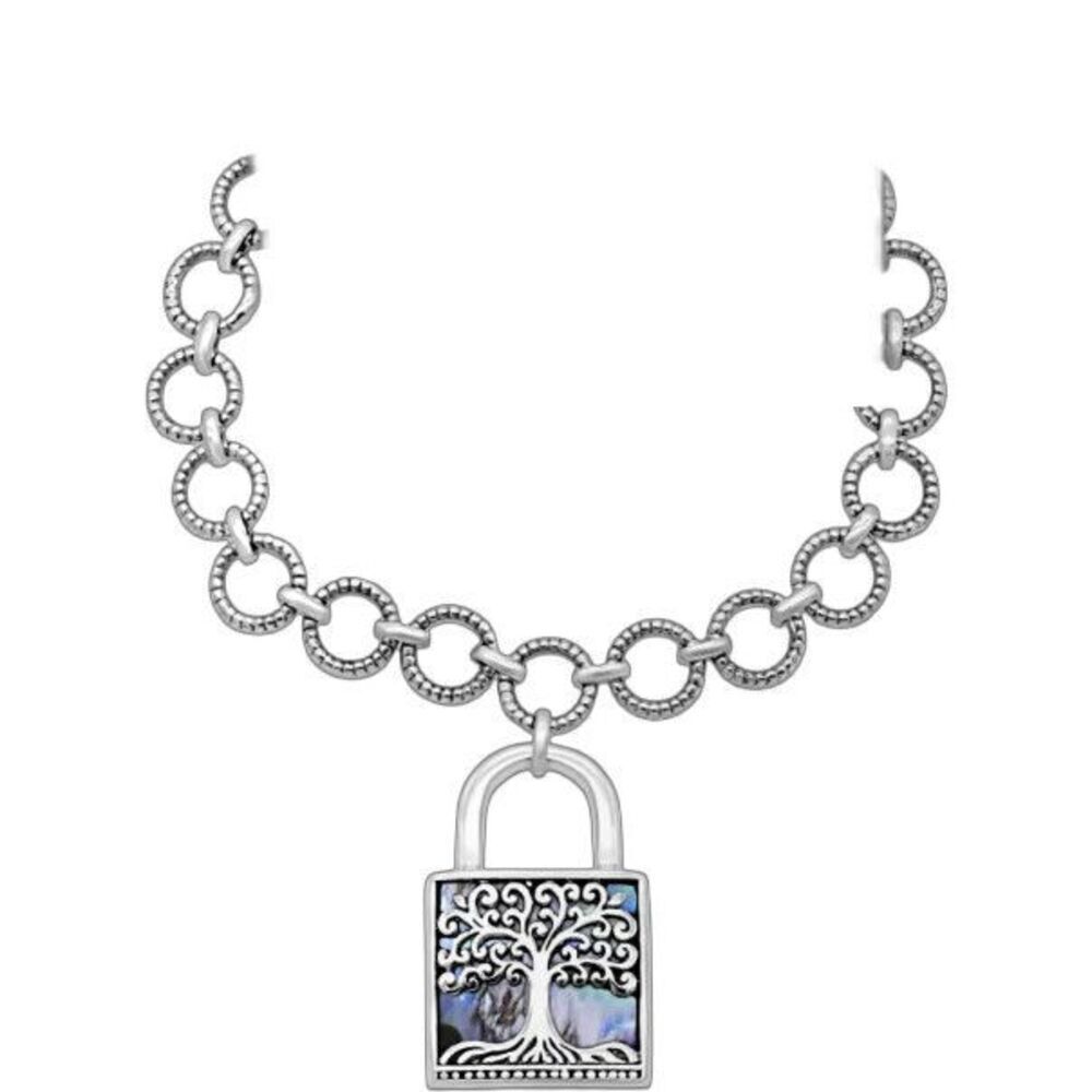 Samuel B. Sterling Silver Abalone Tree of Life Lock Toggle Bracelet